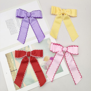 Kinderen multicolor geribbelde lint strik haarclip met golvende rand paardenstaart haarspeld eenvoudig achterhoofd accessoire gemaakt van duurzaam materiaal - Product Image 6