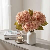 Fleur artificielle en soie d'hortensia séché réaliste et douce, style vintage, pour la décoration intérieure et les accessoires de photographie de mariage
