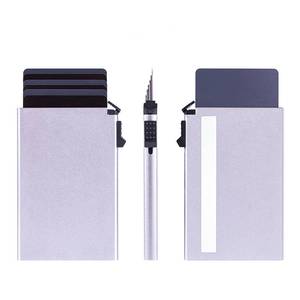 Porte-cartes métallique en aluminium avec blocage RFID personnalisé mince en gros avec pince à billets pop-up à fermeture ouverte et porte-cartes <span class=keywords><strong>multi</strong></span>-cadeaux - Product Image 1