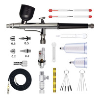 Ensemble d'aérographes HD-131, buses de 0,2 mm et 0,5 mm, alimentation par gravité, maquillage portable, réglable, double action
