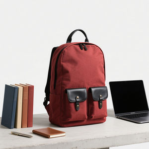 Di fascia alta in Nylon rosso + zaino nero in vera pelle zaino personalizzato di qualità Premium da donna con tracolla imbottita - Product Image 4