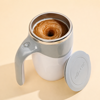 Mug mélangeur à café motorisé OEM 380 ml avec intérieur en acier inoxydable, agitation automatique pour la préparation de boissons sur le bureau et cadeaux