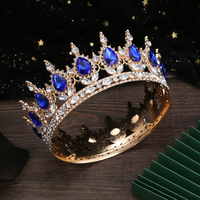 Aierflorist nuevo estilo de corte europeo Tiara nupcial aleación círculo completo redondo rojo barroco nupcial Tiara corona para decoración de ramo