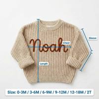 Suéter Personalizado para Bebé con Nombre, Tejido Grueso, Bordado a Mano, Regalo para Recién Nacido