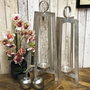 Accesorios de decoración más vendidos, farol de vela para centros de mesa de piso de boda, decoraciones, candelabro niquelado de Venta caliente - Product Image 6