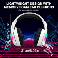 Casque de jeu filaire avec micro 3,5 mm, lumière RGB, suppression du bruit, son surround, basses profondes, étanche IPX-5, contrôle tactile pour PC PS5