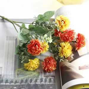 Atacado de alta qualidade de duas cores 10 lilás com folhas de eucalipto decoração de casa buquê artificial 5 flores