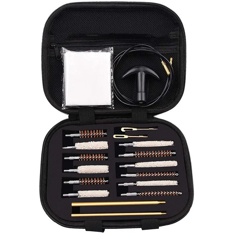 19pcs Quick Cleaning Supplies Oem Bronze Bore Brush And Brass Tactical Hunting Jag Adapter Universal Gun Cleaning Kit