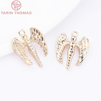 Pendentifs Breloques en Laiton Couleur Or 24K de Haute Qualité avec Zircon, Styles Multiples, pour Fabrication de Bijoux DIY, Vente en Gros
