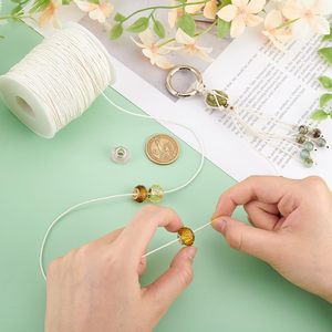 Cordon en corde cirée tressée beige de 1 mm pour la confection de vêtements, chaussures, bijoux, bracelets, colliers, <span class=keywords><strong>macramé</strong></span>, perlage, artisanat floral - Product Image 4
