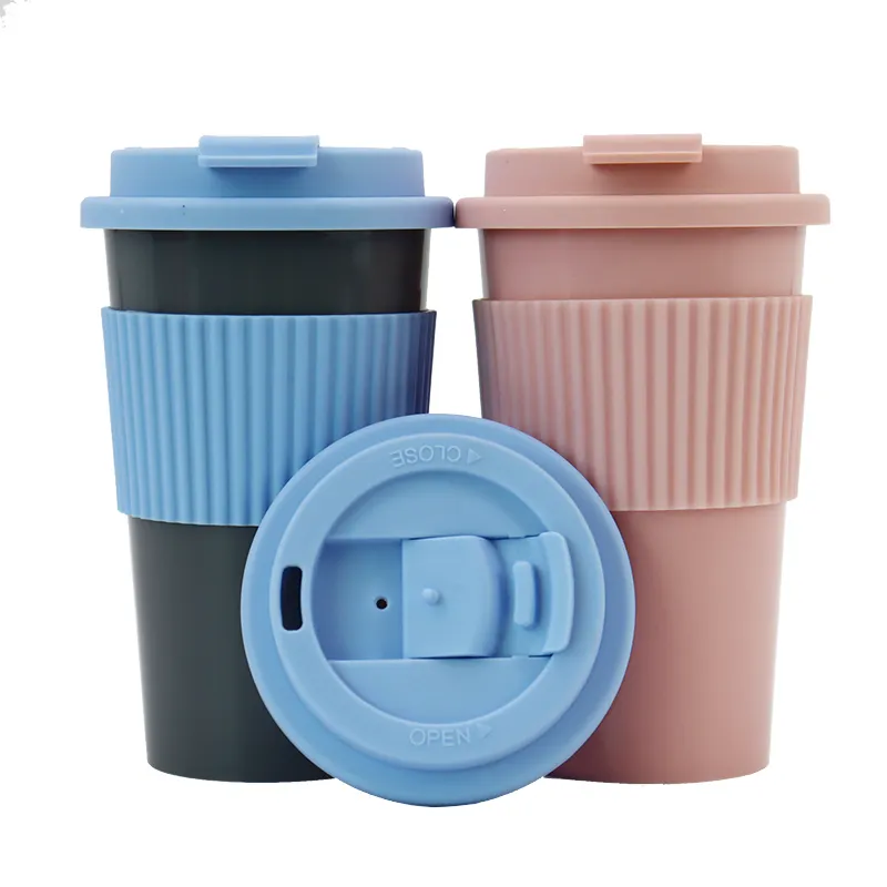 Taza ecológica natural personalizada, taza biodegradable reutilizable de viaje para café, de plástico, sublimación, con logotipo