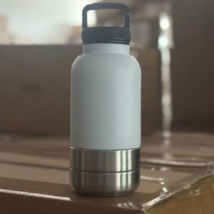 Botella de agua deportiva portátil de acero inoxidable con aislamiento al vacío, doble compartimento, impermeable, con asa para exteriores, diseño sólido, para perros - Product Image 6