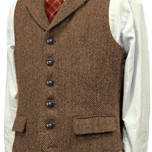 Gilet décontracté en coton bordeaux coupe ajustée en <span class=keywords><strong>tweed</strong></span> de laine pour <span class=keywords><strong>homme</strong></span>, <span class=keywords><strong>blazer</strong></span> marron pour mariage et marié - Product Image 1