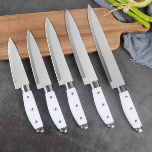 Bán buôn thép không gỉ Kích thước khác nhau 5 cái Bếp Knife Set với nhựa màu trắng xử lý butcher dao - Product Image 2