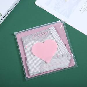 Sac d'emballage pour sous-vêtements rose mignon au design simple, sac transparent en PE avec fermeture éclair, sac de rangement pour maillot de bain et bonnet, sac auto-scellant pour masque - Product Image 2