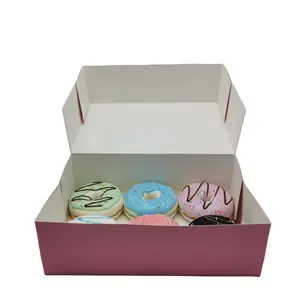 Manufacturer Cardboard Pink Paper Custom Macaron Donuts Cookie Boxes