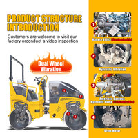 Rouleau compresseur de sol compact de haute qualité à double tambour, 3 tonnes, pour la construction routière