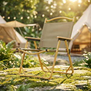 Silla Kermit, Silla Plegable para Camping con Acabado de Madera, Silla de Picnic Ligera de Tela Oxford 600D para Glamping al Aire Libre - Product Image 1