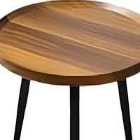 Table basse ronde en bois grainé avec pieds en métal, table d'appoint industrielle, meubles de salon, emballage plat