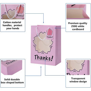 Sacchetti regalo di buon compleanno sacchetti di carta colorati personalizzati con logo rosa - Product Image 5