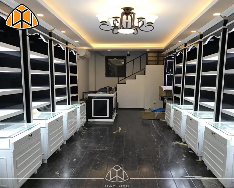 Mdf Wooden Luxurious Boutique Cosmetic Shop Decoration Design