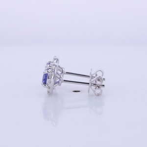 Starsgem 14K Or massif avec pierres précieuses de laboratoire de forme ronde de 4,5 mm, taille naturelle, bleu royal, boucles d'oreilles clous - Product Image 2