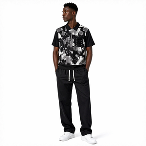 Ensemble de survêtement décontracté pour <span class=keywords><strong>homme</strong></span>, 2 pièces, imprimé à carreaux, polo et <span class=keywords><strong>pantalon</strong></span> à taille élastique, streetwear, grande taille, respirant et léger - Product Image 3