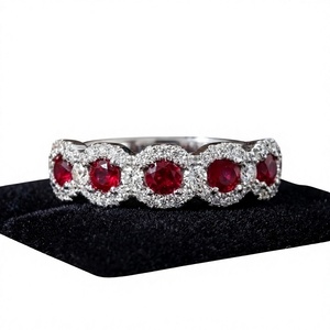 Anillo de Plata de Ley S925 Chapado en Oro con Diseño de Infinito y Circonitas Cúbicas Rojas, Anillo de Compromiso Elegante y Lujoso para Mujer - Product Image 4