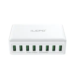 FCC/CE 8 USB ports Quick charge Charger Station Dock with cable 40W US AU EU UK plug for iphone ipad PC Kindle Multi USB Charger