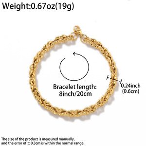 Bracelet de mode personnalisé en acier inoxydable poli, massif, luxueux et élégant, plaqué or, design sur mesure - Product Image 6