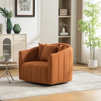 Fauteuil d'appoint moderne surdimensionné rembourré pivotant à 360°, 3 coussins, en chenille capitonnée, forme citrouille, pour salon
