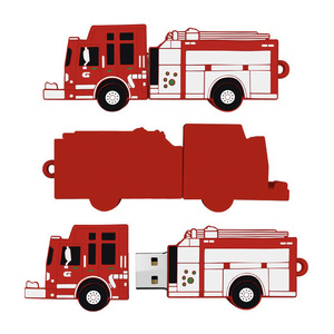Clé USB 2-en-1 en PVC en forme de camion de pompiers, personnalisable avec logo pour cadeaux d'entreprise - Product Image 2