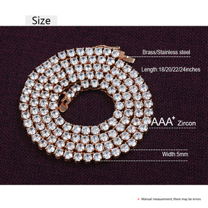 Vente en gros Collier chaîne tennis en zirconium plaqué or 18 carats Bijoux tendance style hip-hop pour hommes femmes Cadeau parfait en cuivre - Product Image 6