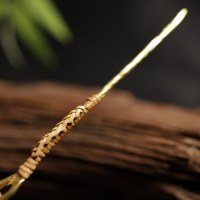 Bâtonnet à cheveux artisanal oriental en cuivre à long manche, polyvalent, style zen, écologique, cadeau pour femme