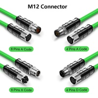 Câble Ethernet industriel Cat 5e blindé double 8 broches 4 broches M12-RJ45 pour chemin de fer, métro, métro aérien, certifié CE/ROHS -40~+85
