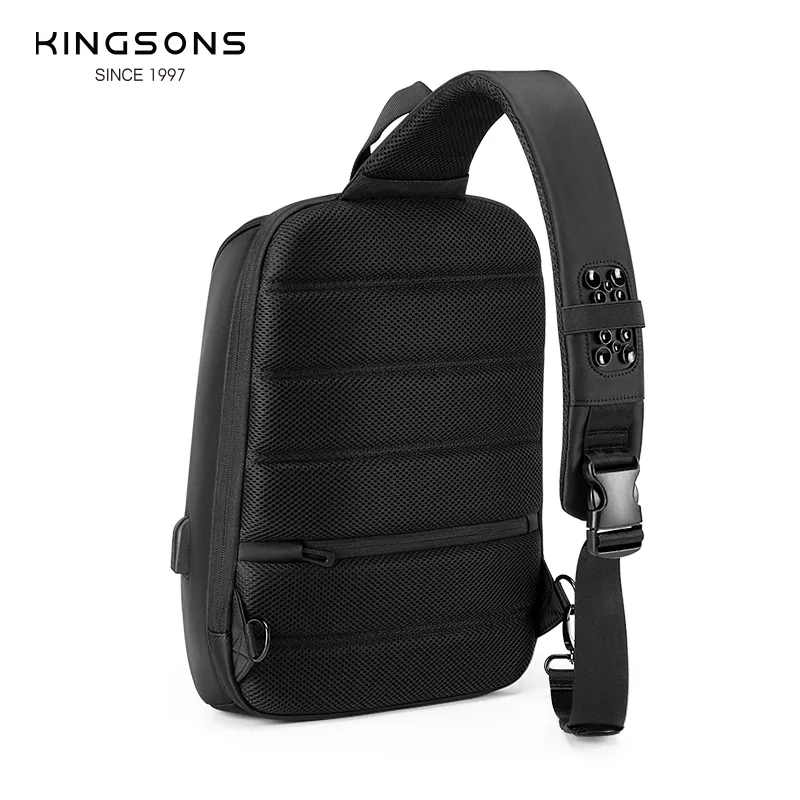 Kingsons brand men chest bag with USB charging good quality TSA lock shoulder bag wholesale bag fit for tablet
