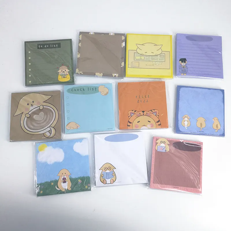 Wholesale custom printed sticky note kawaii memo pad with logo notepad