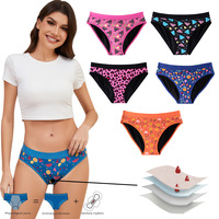 Culottes pour adolescentes XXS-XXL, vente en gros, taille basse, respirantes, coton, haute élasticité, 4 couches, anti-fuite, imprimées, pour tous les jours