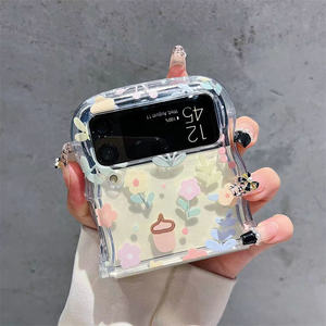 Capa protetora de choque <span class=keywords><strong>para</strong></span> Samsung Galaxy Z Flip <span class=keywords><strong>3</strong></span> 4 5g, capa de celular com flores fofas estampadas da moda - Product Image 4