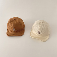 Gorro de algodón suave para niños pequeños, gorra Snapback con bordado de cara sonriente para bebé