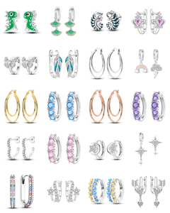 <span class=keywords><strong>Pendientes</strong></span> <span class=keywords><strong>de</strong></span> Zirconia en Forma <span class=keywords><strong>de</strong></span> Corazón <span class=keywords><strong>de</strong></span> la Serie Rosa Dulce, con Flores <span class=keywords><strong>de</strong></span> Cerezo y Margaritas, Ligeros, <span class=keywords><strong>de</strong></span> Lujo, Plateados en Plata 925 para Mujer - Product Image 2