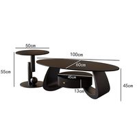 Table basse ovale en dalle de roche, design minimaliste moderne et innovant, modèle tendance pour salons, idéale pour petits appartements