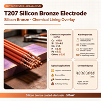 Électrode de soudage en cuivre et alliage de cuivre T207 AWS A5.6 ECuSi, électrode en bronze silicé pour la soudure du bronze silicé et du laiton