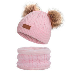 2 unids/set gorros bebé sombrero pompón invierno niños sombrero tejido lindo <span class=keywords><strong>gorro</strong></span> para niñas niños Casual Color sólido niñas sombrero bebé gorros - Product Image 4