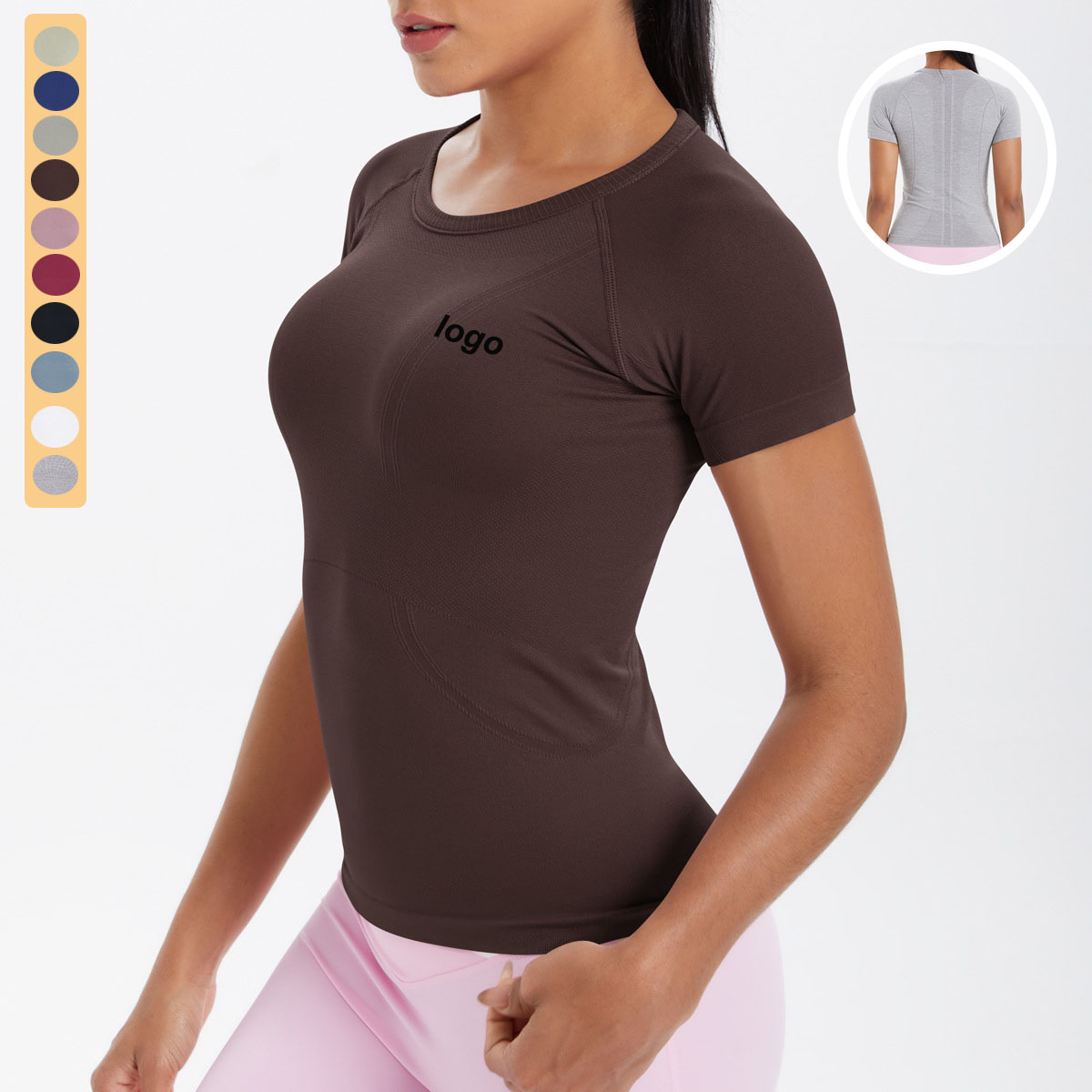 Wholesale Seamless Top T Shirt for Women Ladies Short Sleeve Neck Round Women's Tops High Stretchy Comfortable Yoga Clothing