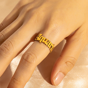 Bagues ajustables tendance en acier inoxydable plaqué or 18 carats PVD, non ternissables, avec signes du zodiaque (12 constellations), bijoux pour femmes - Product Image 2