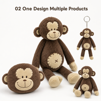Boneka Monyet Plushie Custom Langsung dari Pabrik, Berdasarkan Desain OEM ODM, Boneka Karakter Isi Dakron untuk Merek IP Asli