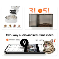 Distributeur d'eau et de nourriture intelligent pour chat et chien avec caméra et contrôle par application, 5L de nourriture, 3L d'eau, Comederos Mascotas