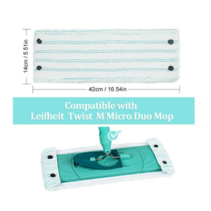 Compatible avec les tampons de rechange pour serpillière en microfibre <span class=keywords><strong>Leifheit</strong></span>, accessoires pour tête de serpillière plate, tissu à clipser - Product Image 4
