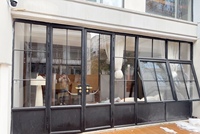 Puerta Plegable Corredera de Vidrio Francés con Diseño Postmoderno en Forma de Arco, Acabado en Aleación, Aislamiento Acústico 5, para Sala de Estar